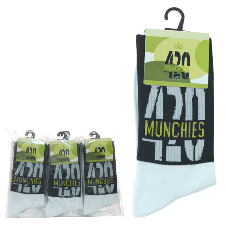 420 Munchies - 12 pair of Socks (80% Cotton, 10% Nylon, 5% Acrylic, 5% Lycra)