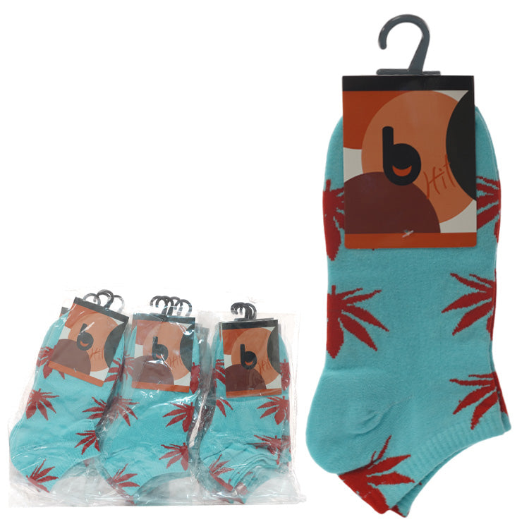 Ankle Leaf - 12 pair of Short Socks (80% Cotton, 10% Nylon, 5% Acrylic, 5% Lycra)