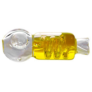 Unbranded Glass Hand Pipe Spiral 4.0" Liquid Inside (4948)