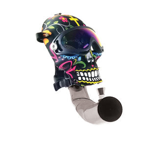 Unbranded Plastic Skull Design Gas Mask with Pipe (5562) 9.0"