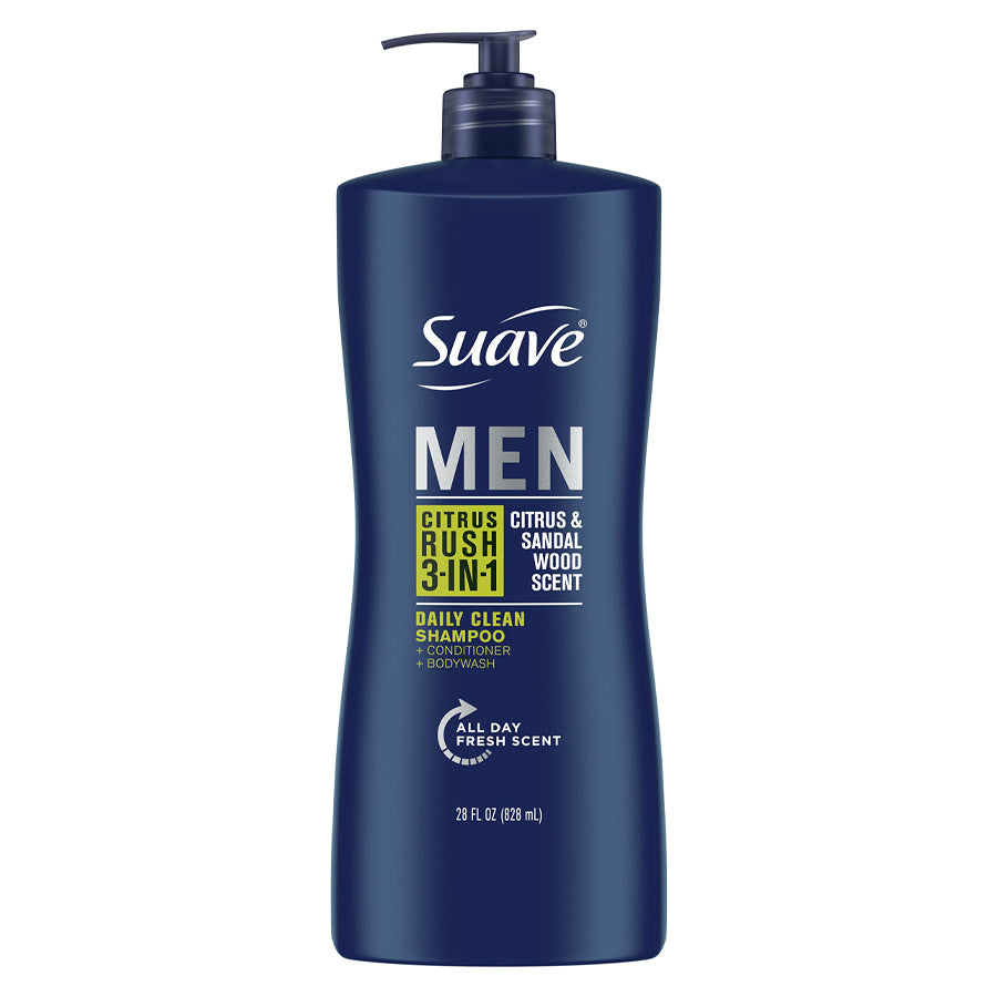 SUAVE MEN SHAMPOO 3 IN 1 28 OZ CITRUS RUSH WITH PUMP