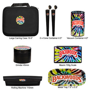 Travel Kit Case, Metal Tray, Grinder, Rolling Machine, Scale, Vacuum Container, 2x Cone Containers (7765)