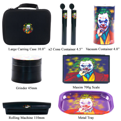 Travel Kit Case, Metal Tray, Grinder, Rolling Machine, Scale, Vacuum Container, 2x Cone Containers (7765)