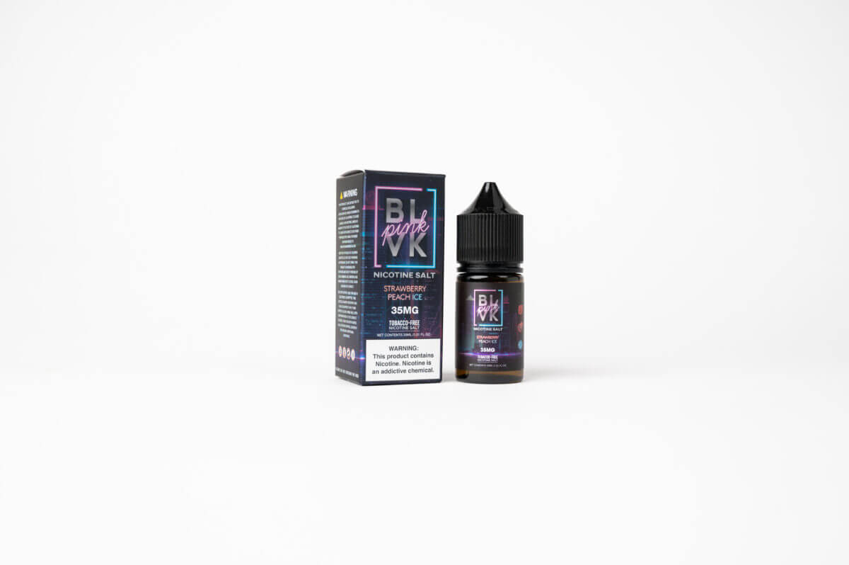 Pink BLVK LIQSALT 30mL 35mg Strawberry Peach Ice