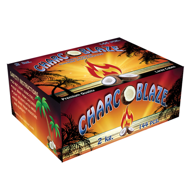 2 Kg Charcoblaze Coconut Shell Charcoal Cubes, 144 pc. Box