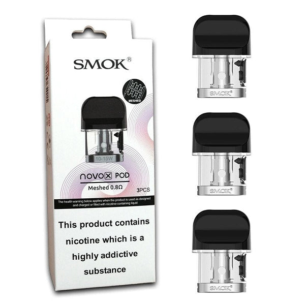 SMOK Pod+Coil Novo X Mesh - 3 Pack Bright Black 0.8 ohm