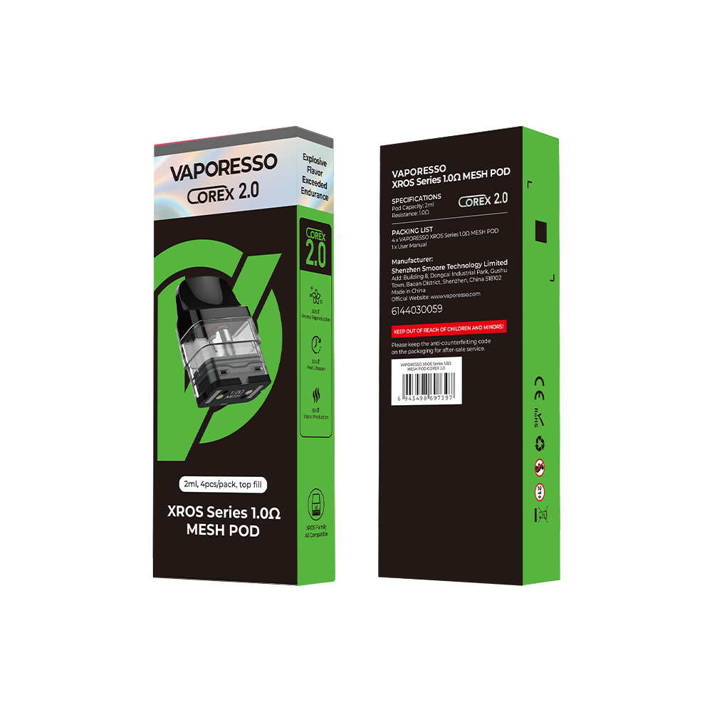 Vaporesso Pod+Coil XROS COREX 2.0 (4 Pack) 2mL Top Fill Mesh 1.0 ohm