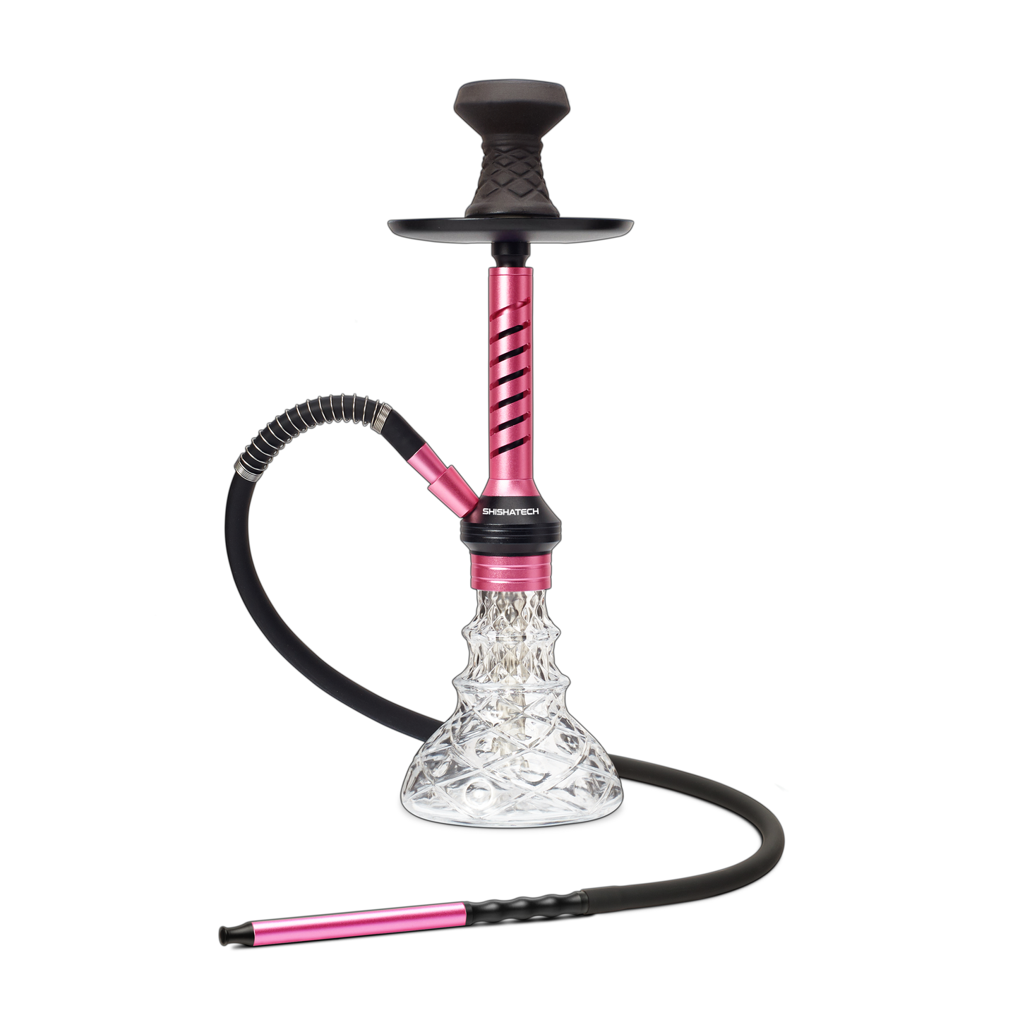 18" Jaxx Hookah, Click Technology, 1 Hose, ShishaTech Color Box Pink