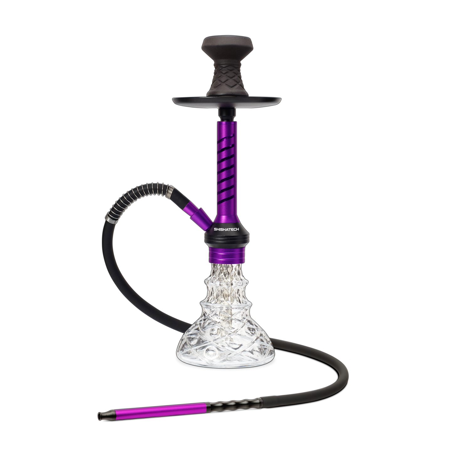 18" Jaxx Hookah, Click Technology, 1 Hose, ShishaTech Color Box Purple