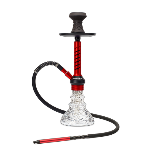 18" Jaxx Hookah, Click Technology, 1 Hose, ShishaTech Color Box Red