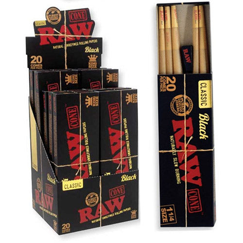 RAW Cones Black 11/4 Size 20-pack