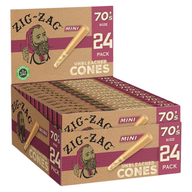 ZIG ZAG Cones Unbleached 70mm 8-pack