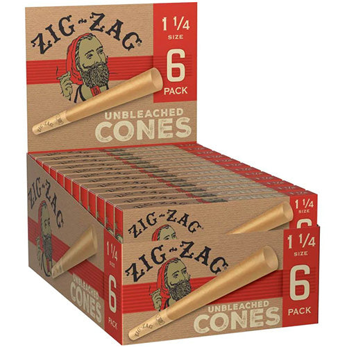 ZIG ZAG Cones Unbleached 11/4 Size 6-pack/24ct