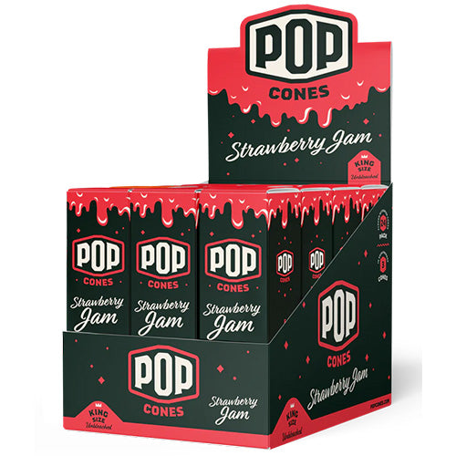 POP CONES Cones Unbleached King Size 3-pack Strawberry Jam