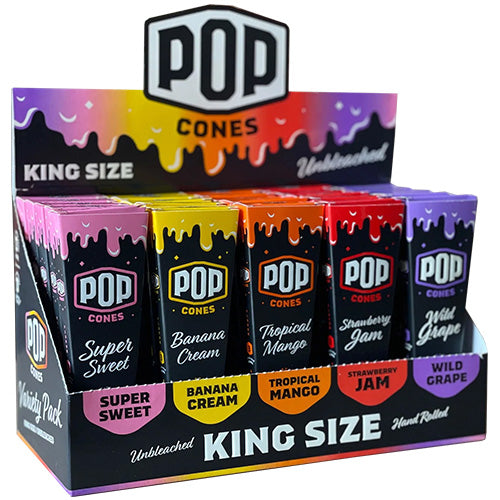 POP CONES Cones Unbleached King Size 3-pack Assorted