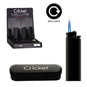 Cricket Lighter Delux Metal Display Set Black