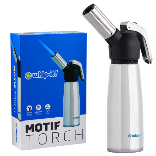 Whip-It Lighter Torch Motif 7.5" Black / Silver