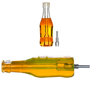 Nectar Collector Wine Bottle with Liquid inside and 10mm Metal Tip 2271a 5.5" Orange
