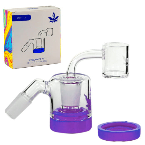 aLeaf Ash Catcher Quartz Reclaimer Kit "R" 14mm 45 Degree Purple