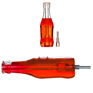 Nectar Collector Wine Bottle with Liquid inside and 10mm Metal Tip 2271a 5.5" Red