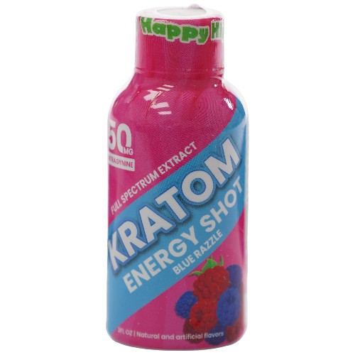 Happy Hipo Extracts & Drinks Kratom 50mg Energy Shot MIT Blue Razzle