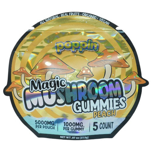 Poppin Magic Gummies 5000mg 5-Per Pack Peach
