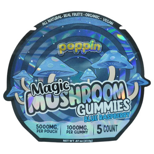 Poppin Magic Gummies 5000mg 5-Per Pack Blue Raspberry