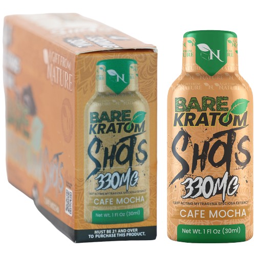 Bare Kratom Extracts & Drinks Kratom Shot 330MG - 30ML bottle 4-pack Cafe Mocha