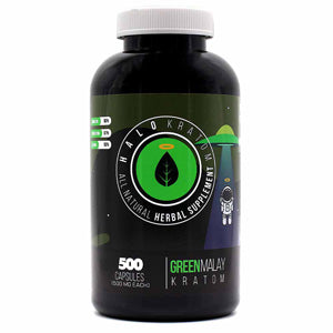Halo Kratom Tablets & Caplets Kratom 500ct Green Malay