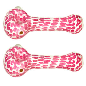 Unbranded Hand Pipe Milky Rose Dot Art (2915) Glass 4.5"