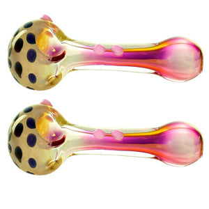 Unbranded Hand Pipe Honeycomb Head Gold Fancy Art (2929) Glass 4.0"
