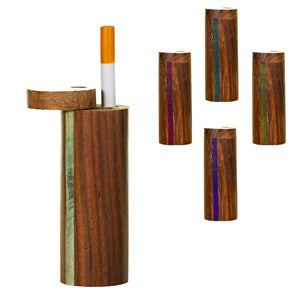 Unbranded Hand Pipe Round Containerwith Cigarette (3284) Wood 4.0"