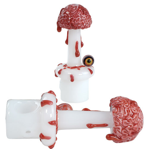 Unbranded Hand Pipe With Brain & Eye Design (4695) Glass 4.5"