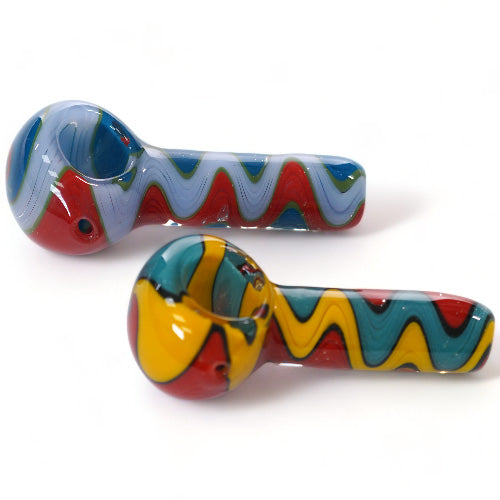 Unbranded Hand Pipe 75 Gr FULL BODY ZIG ZAG ART (113017) Glass 3.5"