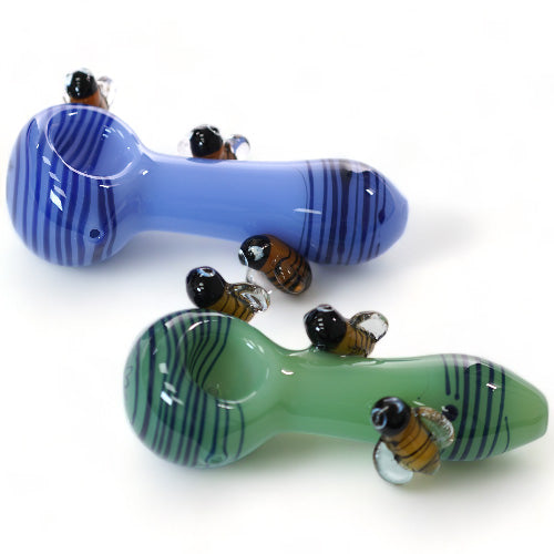 Unbranded Hand Pipe TRIPLE BEE ART SLIME COLOR (113036) Glass 4.0"