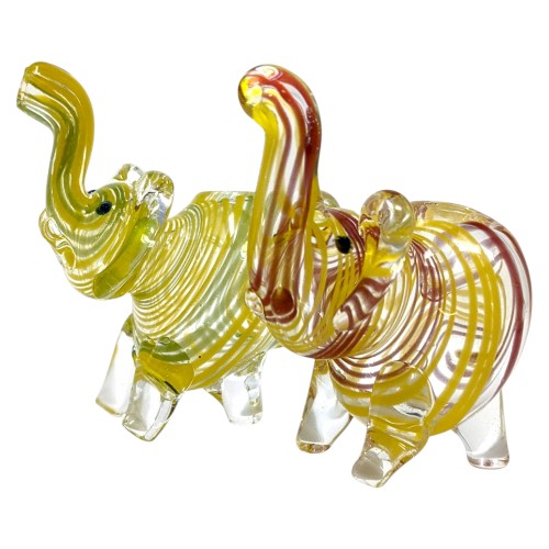 Unbranded Hand Pipe Inside Out Swirl Mini Elephant Animal (114002) Glass 2.5"