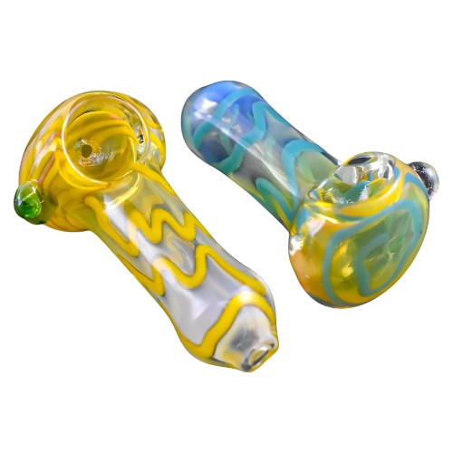 Unbranded Hand Pipe Gold Fumed Swirl Art (114005) Glass 2.5"