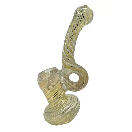 Unbranded Hand Pipe Silver Fumed Candy Cane Donut (114024) Glass 6.0"