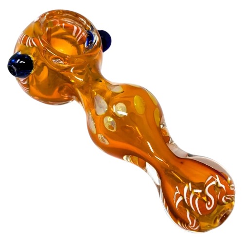 Unbranded Hand Pipe Gold Fumed Ribbon Arts (114075) Glass 4.0"