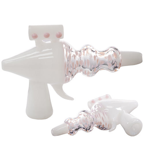 Unbranded Hand Pipe Ray Gun Whie & Pink SB2174 (7478) Glass 6.0"