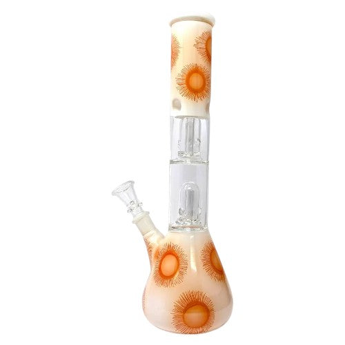 Unbranded Glass Double Dome Perc Beaker Water Pipe (114059) 12.0"