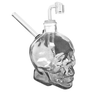 Unbranded Glass Skull with 4mm Banger (6025) Clear 7.0"