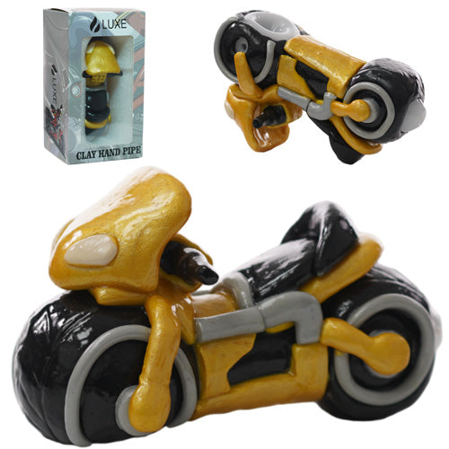 Luxe Hand Pipe Motorcycle GHP1792 (1550) Glass 5.0" Yellow