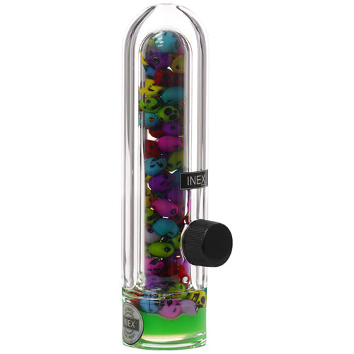Inex Hand Pipe Center Piece INEX 3007 (2387) Glass 8.0" Skull Green