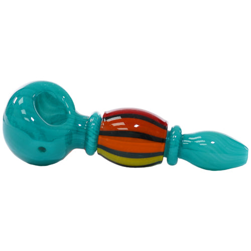 Unbranded Hand Pipe 2 Ring (2970) Glass 4.5" Teal