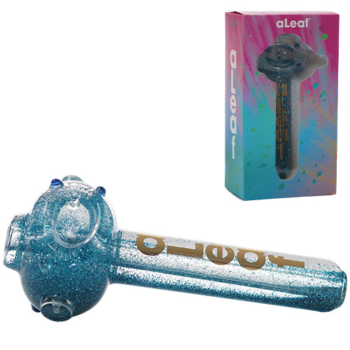 aLeaf Hand Pipe Glittering Powder ALHP5051 (3376) Glass 5.5" Blue