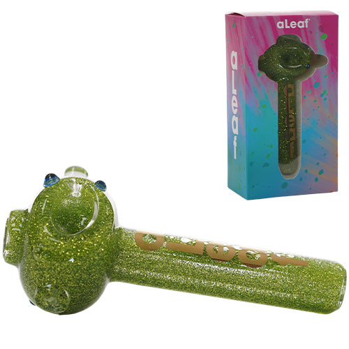 aLeaf Hand Pipe Glittering Powder ALHP5051 (3376) Glass 5.5" Green