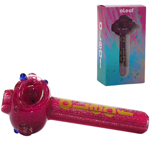 aLeaf Hand Pipe Glittering Powder ALHP5051 (3376) Glass 5.5" Pink