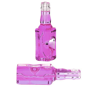 Unbranded Hand Pipe Bottle Liquid Inside (4538) Glass 4.0" Purple