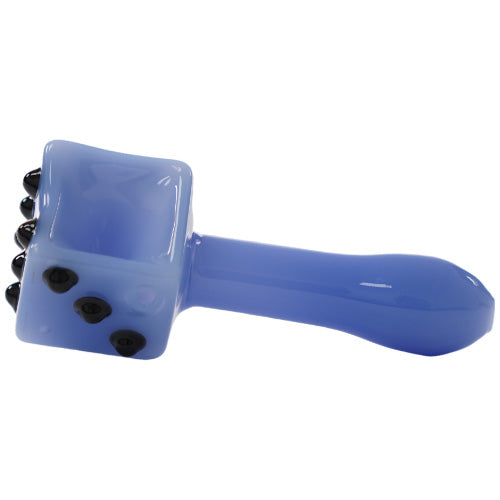 Unbranded Hand Pipe Square Dice (4556) Glass 5.0" Jade Blue